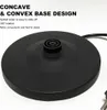 A close-up view of a black kettle base with text describing its features. Produktbild-Vorschau