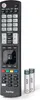 A black Hama universal remote control and two AAA batteries are shown against a white background. Produktbild-Vorschau