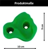 A green climbing hold with measurement indicators. Produktbild-Vorschau