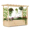 A wooden planter box with a trellis and hanging plants, set against a white background. Náhled obrázku produktu