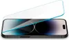 A screen protector is shown being placed on a smartphone. Produktbild-Vorschau