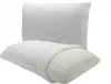 Two white pillows are shown against a white background. One pillow is in the foreground, partially unwrapped to reveal its textured interior. The second pillow is in the background, fully covered. Produktbild-Vorschau