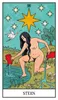 A tarot card depicting a nude woman pouring water from two jugs. Voir les images du produit