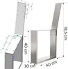 Technical drawing and 3D rendering of metal bank legs with dimensions. Produktbild-Vorschau