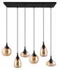 6-lichts hanglamp Lumina met amber glas Productafbeelding-voorbeeld 2