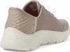 A rear side view of a beige Skechers slip-on shoe. Anteprima dell’immagine prodotto