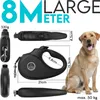 A dog leash and a dog are shown with dimensions and weight information. Produktbild-Vorschau