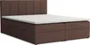 A brown upholstered boxspring bed with a white mattress topper is shown from a side angle against a white background. Voir les images du produit