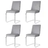 Four gray dining chairs with silver metal legs are arranged in a grid on a white background. Náhľad obrázku produktu