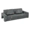 A diagram of a gray sofa with dimensions indicated by lines and text. Náhled obrázku produktu