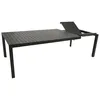A dark gray outdoor dining table with an extension mechanism is shown against a white background. Produktbild-Vorschau