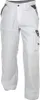 A pair of white and gray work pants are shown against a white background. Produktbild-Vorschau