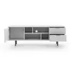 A white TV stand with open doors and drawers, set against a white background. Produktbild-Vorschau