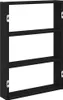 A black wooden shelf unit with three shelves, shown against a white background. Náhled obrázku produktu