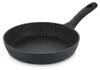 A black frying pan with a speckled interior and a black handle is shown against a white background. Podgląd zdjęcia produktu