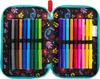 An open pencil case filled with colorful markers. Voir les images du produit