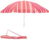 A striped beach umbrella and its carrying bag are shown against a white background. Produktbild-Vorschau