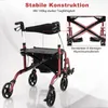 COSTWAY Rollator se sedadlem skládací lehký, 2v1 invalidní Náhled obrázku produktu 4