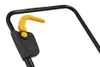 Close-up of a lawnmower handle with a yellow lever and a gray control panel. Produktbild-Vorschau