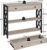 A diagram showing the dimensions and weight capacity of a console table and its drawer. Produktbild-Vorschau