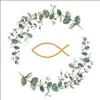 20 Servietten Communion Branches white - Fisch im Kranz Produktbild-Vorschau 2