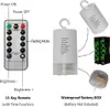 A diagram showing a remote control, a battery box, and a battery-powered light string module. Produktbild-Vorschau