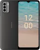 A dark grey Nokia smartphone is shown from the back and front, displaying the time and date on its screen. Podgląd zdjęcia produktu