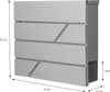 A technical drawing of a mailbox with dimensions indicated. Náhled obrázku produktu