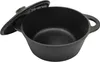 A black cast iron pot with its lid slightly ajar, shown from a slightly elevated side angle against a white background. Voir les images du produit