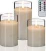 Relaxdays LED Kerzen im Glas, 3er Set, Fernbedienung, Timer Produktbild-Vorschau 1