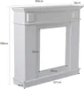 A white MDF fireplace surround with dimensions indicated by text overlays. Anteprima dell’immagine prodotto
