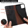 A person's hands are holding an open phone case, showing the card slots and cash pocket. Produktbild-Vorschau