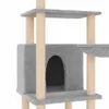 A close-up view of a multi-level cat tree with scratching posts and a hideaway. Náhľad obrázku produktu