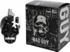 A black skull-shaped perfume bottle and its packaging are displayed side-by-side against a white background. Náhľad obrázku produktu