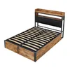 A bed frame with a headboard and storage. Produktbild-Vorschau