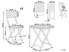 Diagrams showing the dimensions of a bistro set, including chairs and a table, with measurements in centimeters. Náhled obrázku produktu
