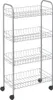 A silver, four-tiered wire storage cart with wheels. Produktbild-Vorschau