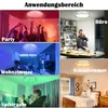 Collage of images showing a ceiling light in different room settings: party, living room, office, bedroom, and playroom. Produktbild-Vorschau