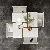 A modern white coffee table with integrated drawers, set on a dark gray rug. Náhľad obrázku produktu