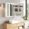 A modern bathroom vanity with a sink and a lighted medicine cabinet. Náhled obrázku produktu