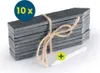 A stack of slate plant markers tied with twine, with a chalk pen next to them. Produktbild-Vorschau