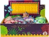 A display box filled with plush toy animals, with a colorful jungle-themed design. Produktbild-Vorschau