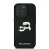 A black iPhone case with a Karl Lagerfeld and Choupette head pin design. Anteprima dell’immagine prodotto