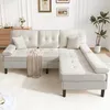 Merax L-Form Ecksofa mit Schlaffunktion, 3-Sitzer Chenille Produktbild-Vorschau 8