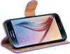 A Samsung Galaxy S6 phone in a blue and brown flip case. Náhled obrázku produktu
