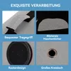 A collage of four close-up images showcasing different features of a pet carrier, with German text descriptions. Produktbild-Vorschau
