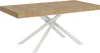 A table with a wooden top and white criss-cross legs, isolated on a white background. Anteprima dell’immagine prodotto