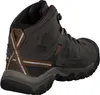 A rear-side view of a brown and gray hiking boot. Produktbild-Vorschau