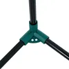 A close-up view of the base of a greenhouse frame, showing a green connector piece with three black poles extending from it. Produktbild-Vorschau