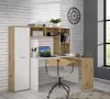 A modern home office setup with a corner desk, cabinet, and chair. Produktbild-Vorschau
